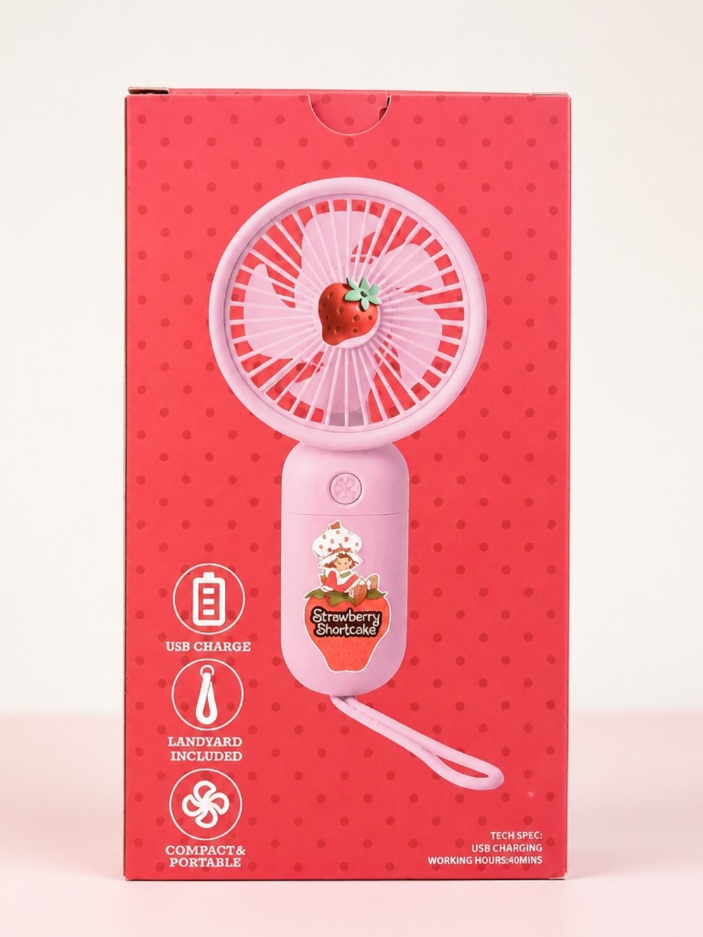 🍓 Strawberry Shortcake Portable Hand Fan w/ Lanyard NWT - Picture 4 of 4